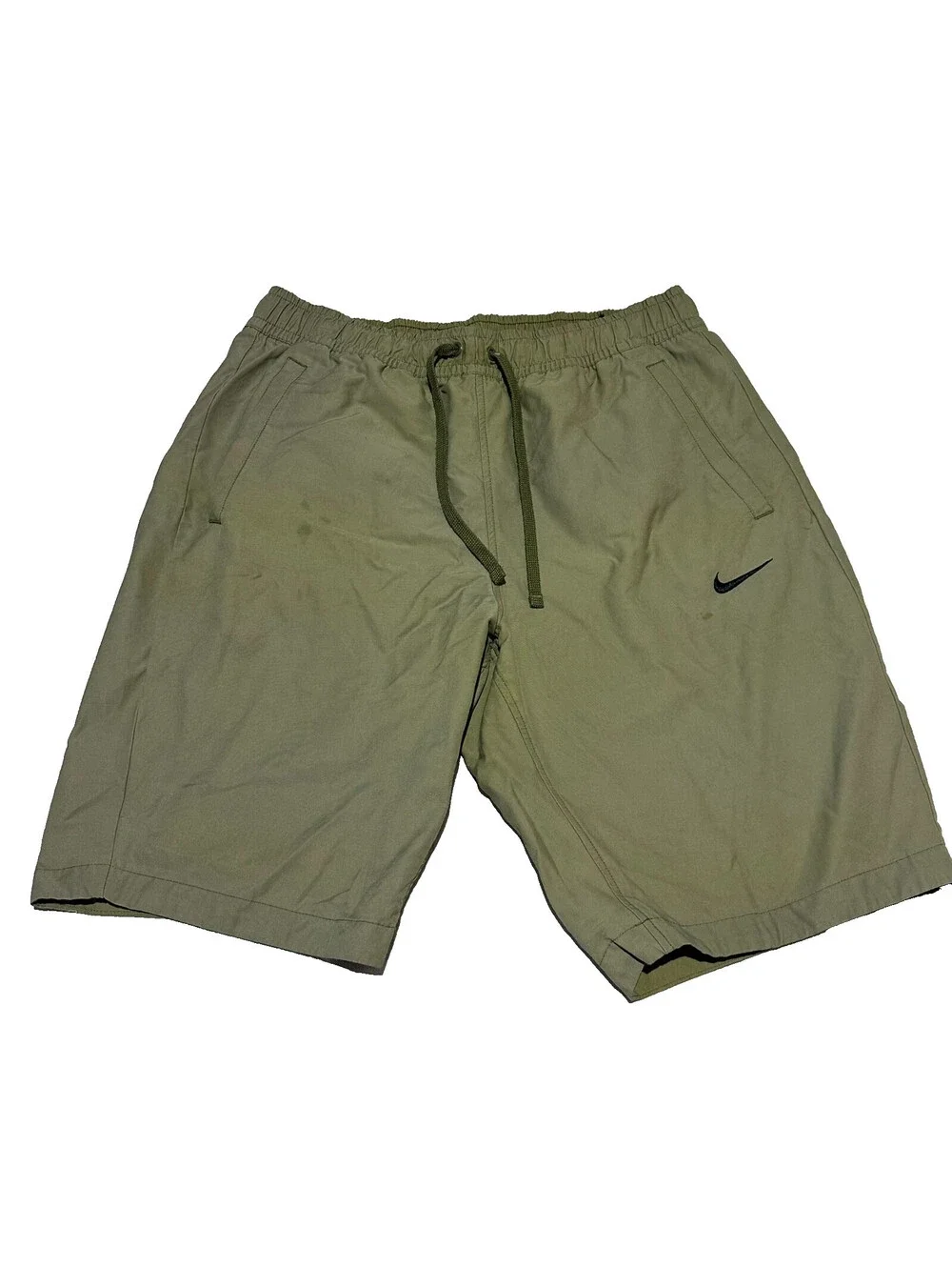 Nike Shorts Large L Olive Green Men Woven Drawstring Embroidered Casual